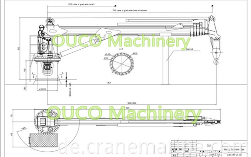 1ton 30 meters Telescopic marine crane with IACS certified